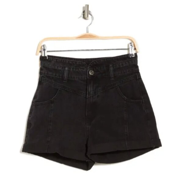 FLYING ANGEL High Waist Black Denim Mini Shorts - Picture 5 of 5